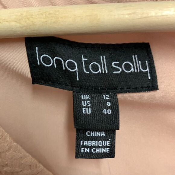 Long Tall Sally Peachy Nude Floral Embossed Sleeveless V-Neck Occasion Dress 8 - Picture 7 of 15